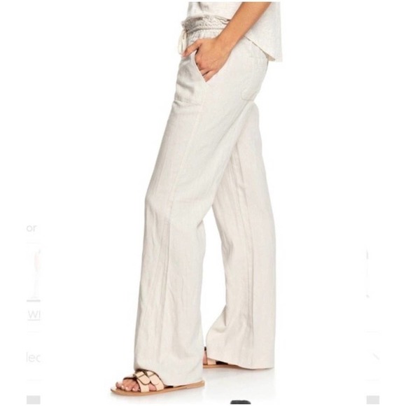 NEW ROXY WOMEN'S SEZ0 OCEANSIDE QUIKSILVER ARJNP03006 FLARED LINEN PANTS-FALL M - Picture 2 of 12